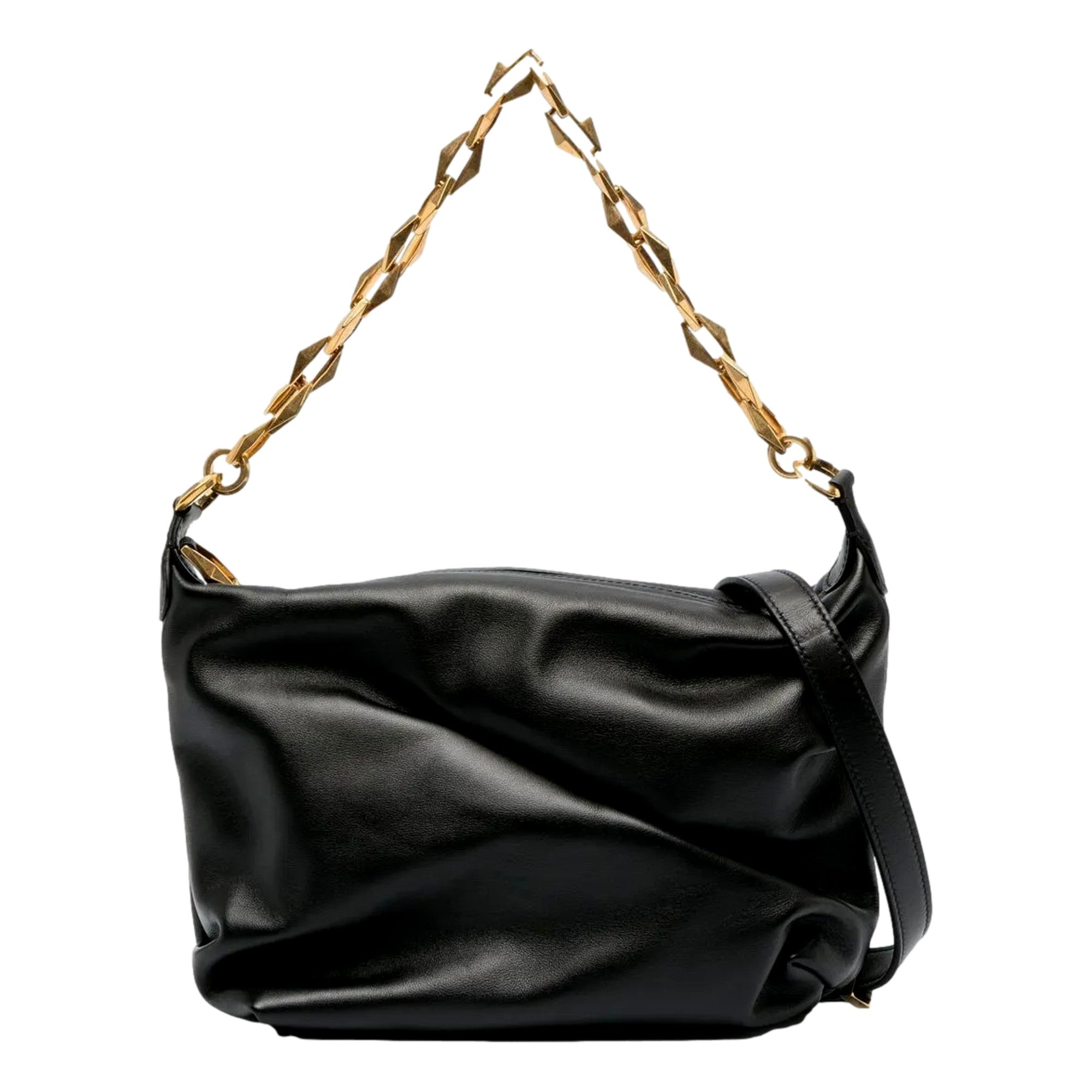 Jimmy Choo Soft Calfskin Black Diamond Chain Hobo Bag available at Queen Bee of Beverly Hills