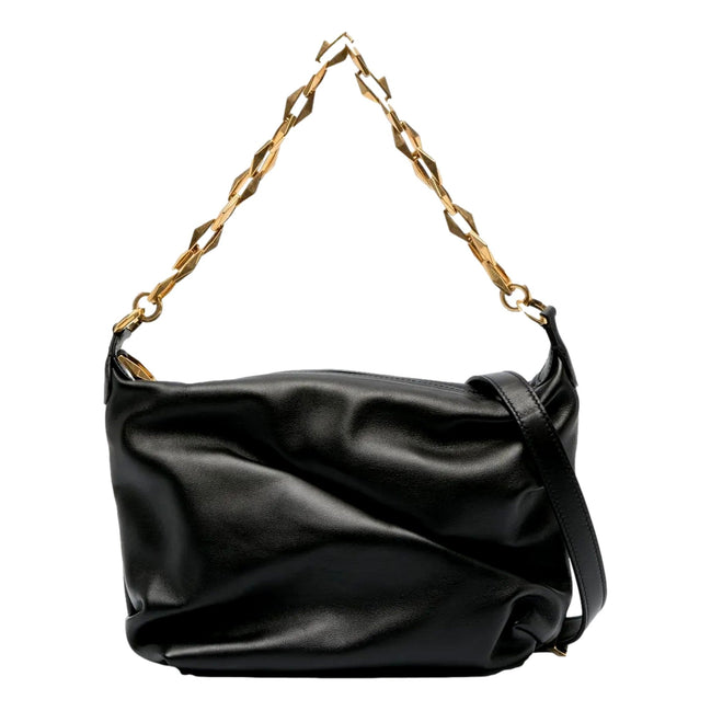 Jimmy Choo Soft Calfskin Black Diamond Chain Hobo Bag available at Queen Bee of Beverly Hills