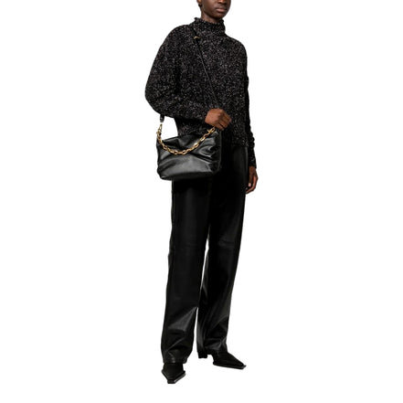 Jimmy Choo Soft Calfskin Black Diamond Chain Hobo Bag available at Queen Bee of Beverly Hills