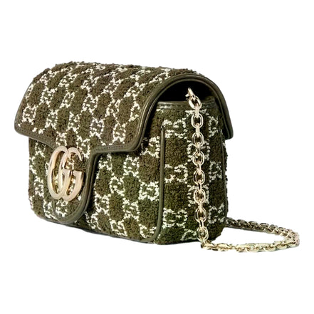Gucci GG Marmont Olive Green Terry Chain Crossbody Bag -available at Queen Bee of Beverly Hills. 