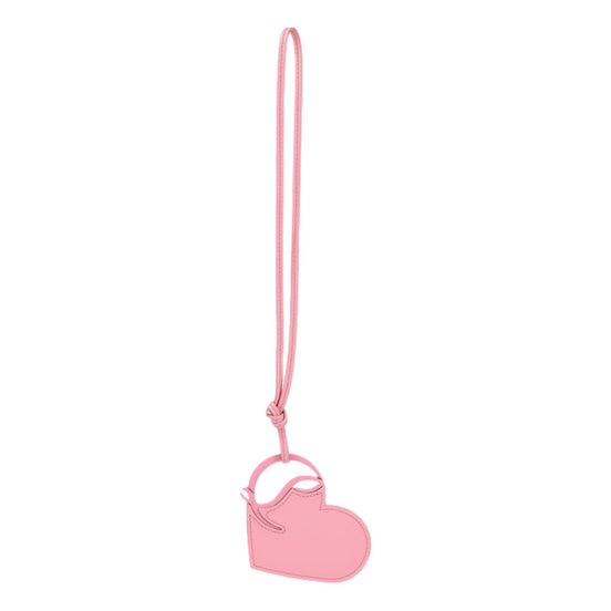 Christian Louboutin Leather Heart Calipso Pink Bag Charm Keychain