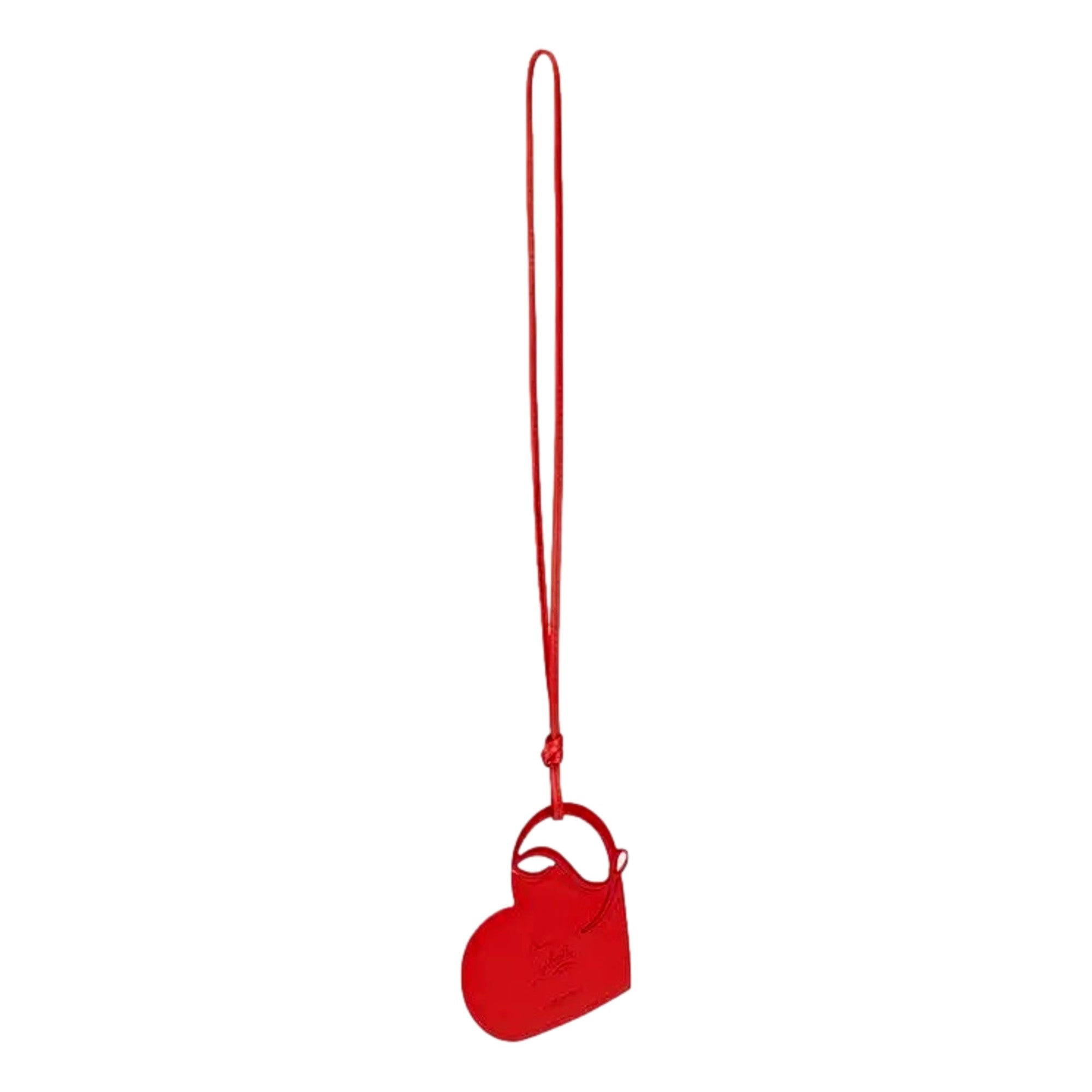 Christian Louboutin Leather Heart Loubi Red Bag Charm Keychain