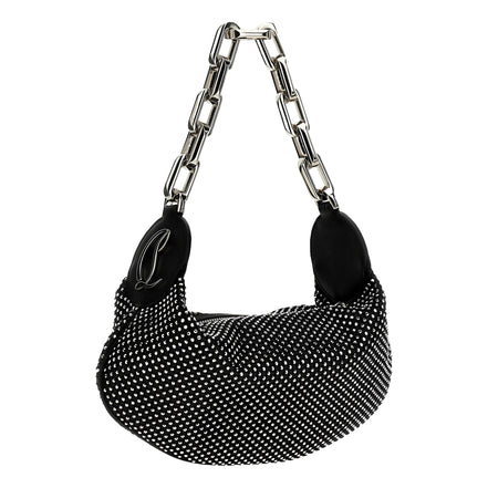 Christian Louboutin Le 54 Chain Black Crystal Studded Leather Shoulder Bag