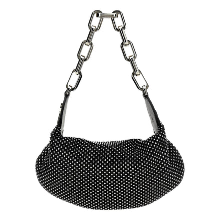 Christian Louboutin Le 54 Chain Black Crystal Studded Leather Shoulder Bag