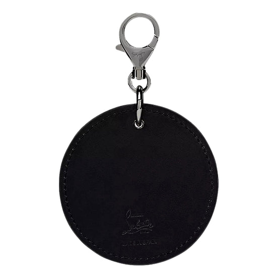 Christian Louboutin Round Leather Logo Black Bag Charm Keychain