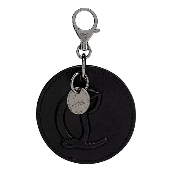 Christian Louboutin Round Leather Logo Black Bag Charm Keychain