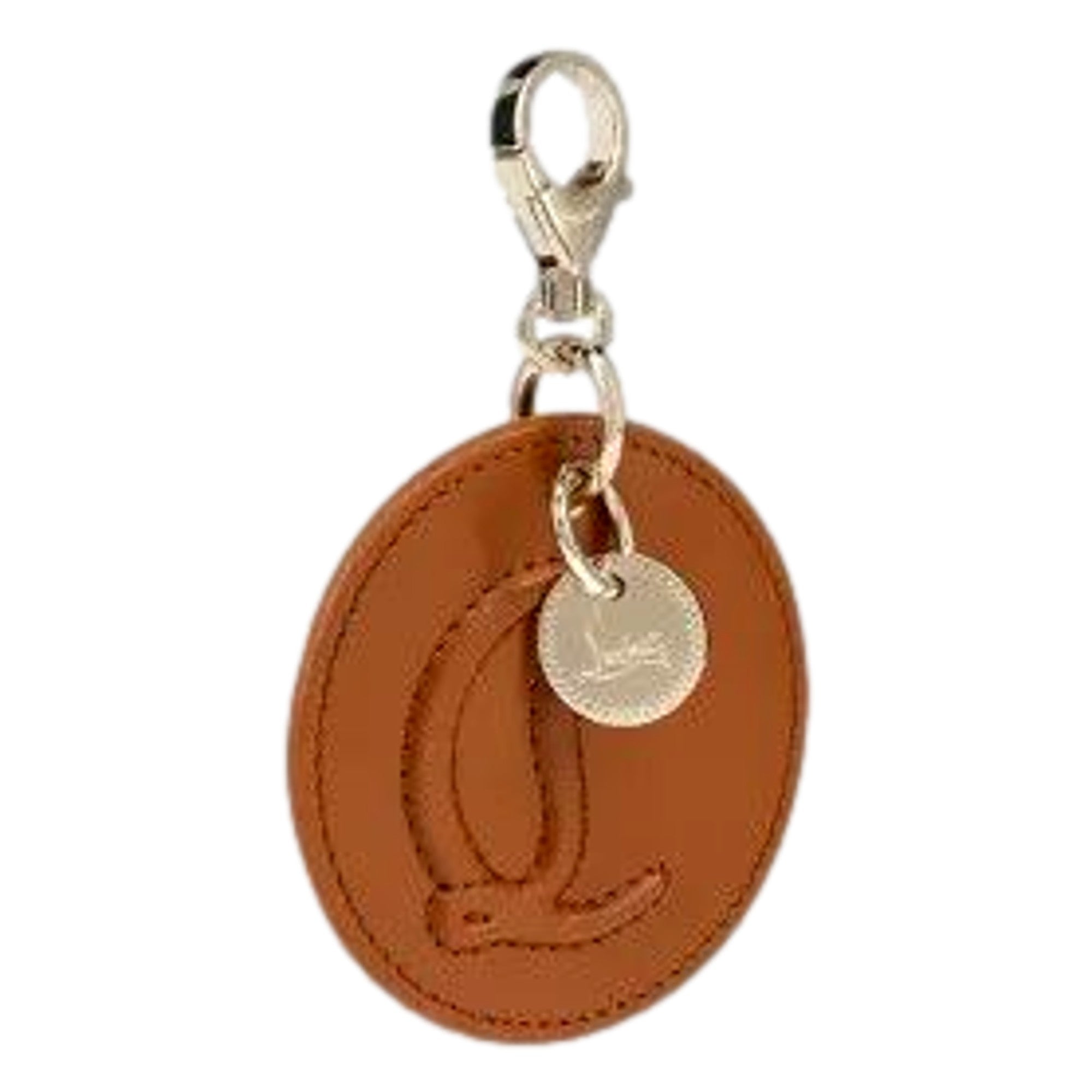 Christian Louboutin Round Leather Logo Brown Bag Charm Keychain
