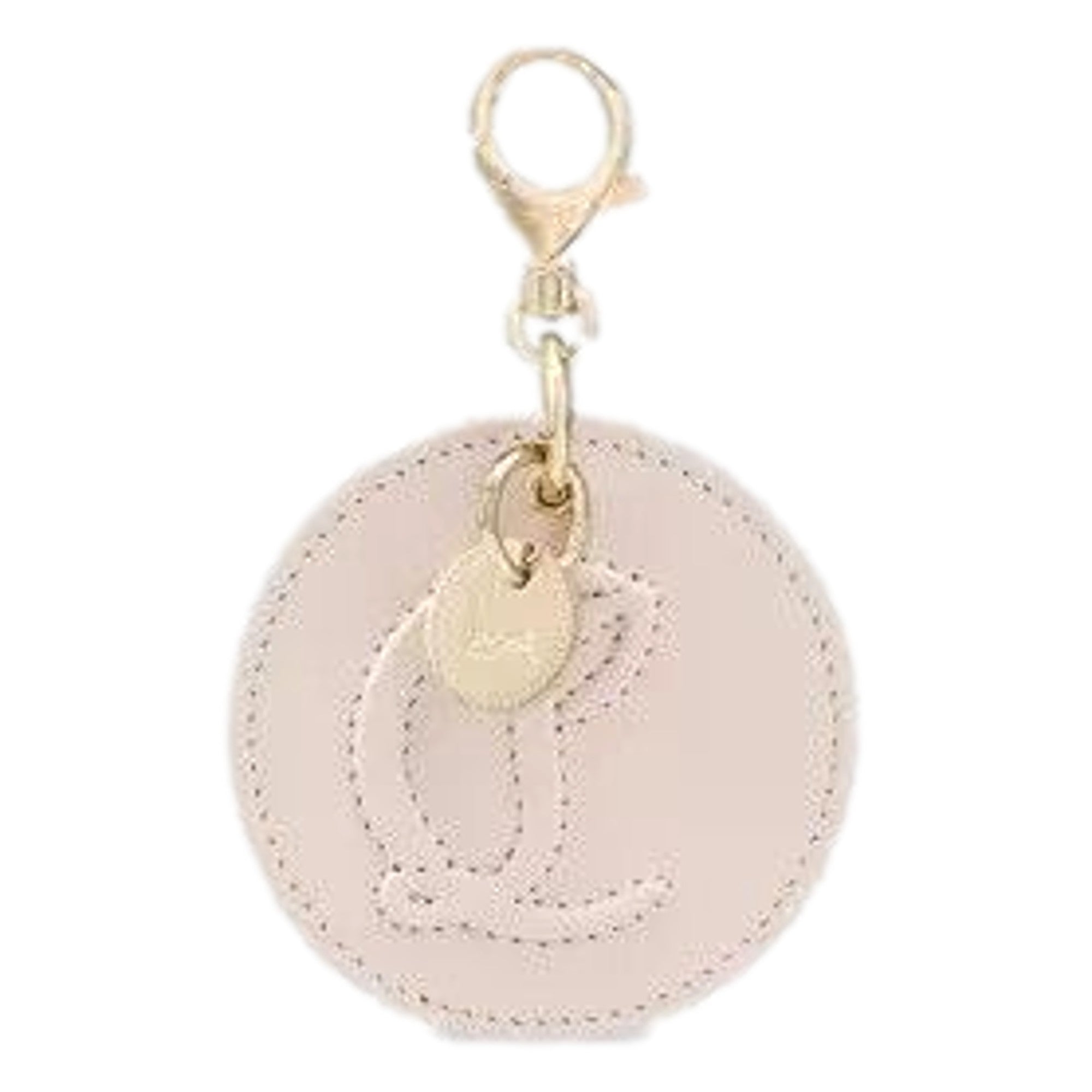 Christian Louboutin Round Leather Logo Leche Cream Bag Charm Keychain