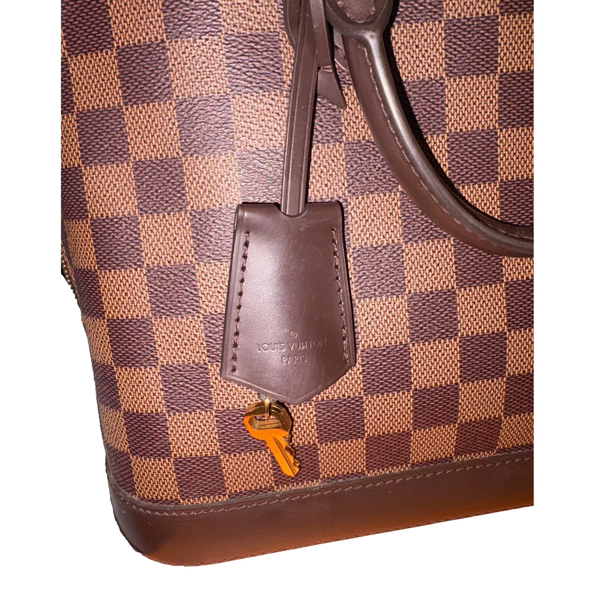 Louis Vuitton Alma PM Damier Ebene Top Handle Handbag available at Queen Bee of Beverly Hills