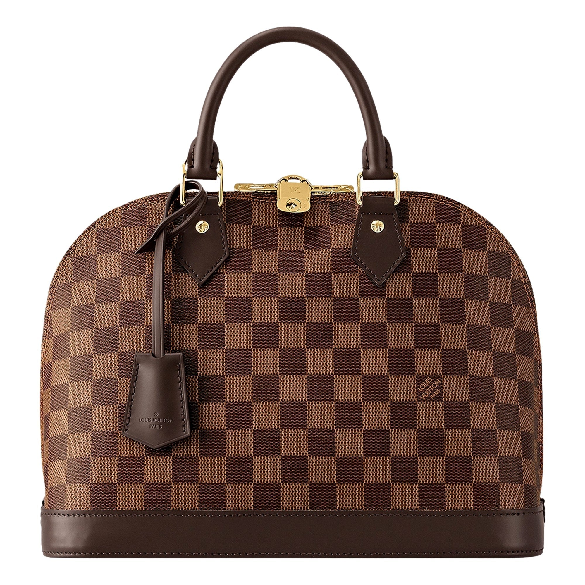 Louis Vuitton Alma PM Damier Ebene Top Handle Handbag available at Queen Bee of Beverly Hills
