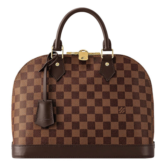 Louis Vuitton Alma PM Damier Ebene Top Handle Handbag available at Queen Bee of Beverly Hills