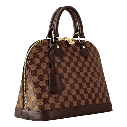 Louis Vuitton Alma PM Damier Ebene Top Handle Handbag available at Queen Bee of Beverly Hills