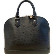 Louis Vuitton Alma Womens Handbag Black Epi Leather MM available at Queen Bee of Beverly Hills
