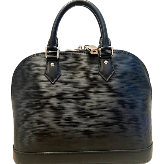 Louis Vuitton Alma Womens Handbag Black Epi Leather MM available at Queen Bee of Beverly Hills