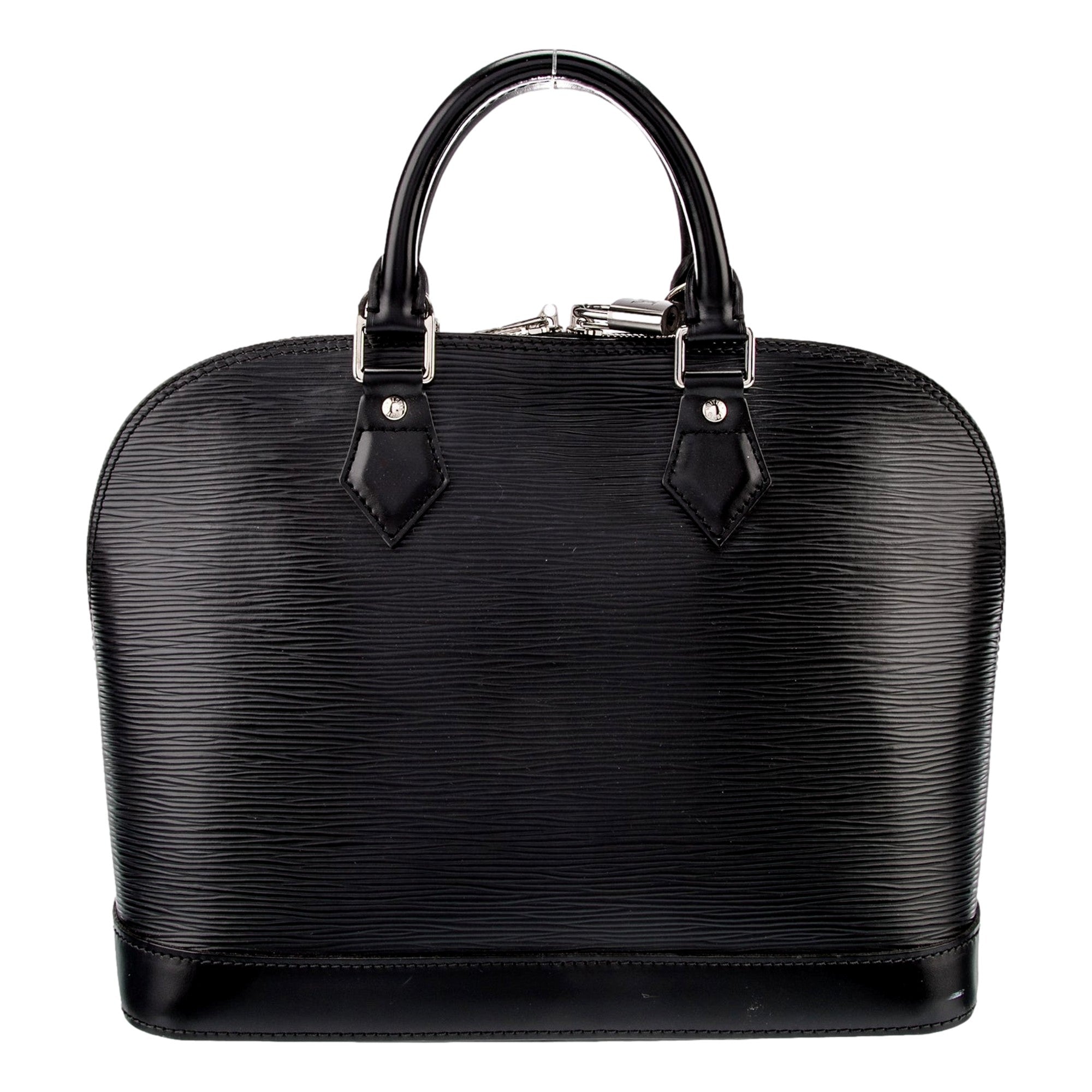 Louis Vuitton Alma Womens Handbag Black Epi Leather MM available at Queen Bee of Beverly Hills