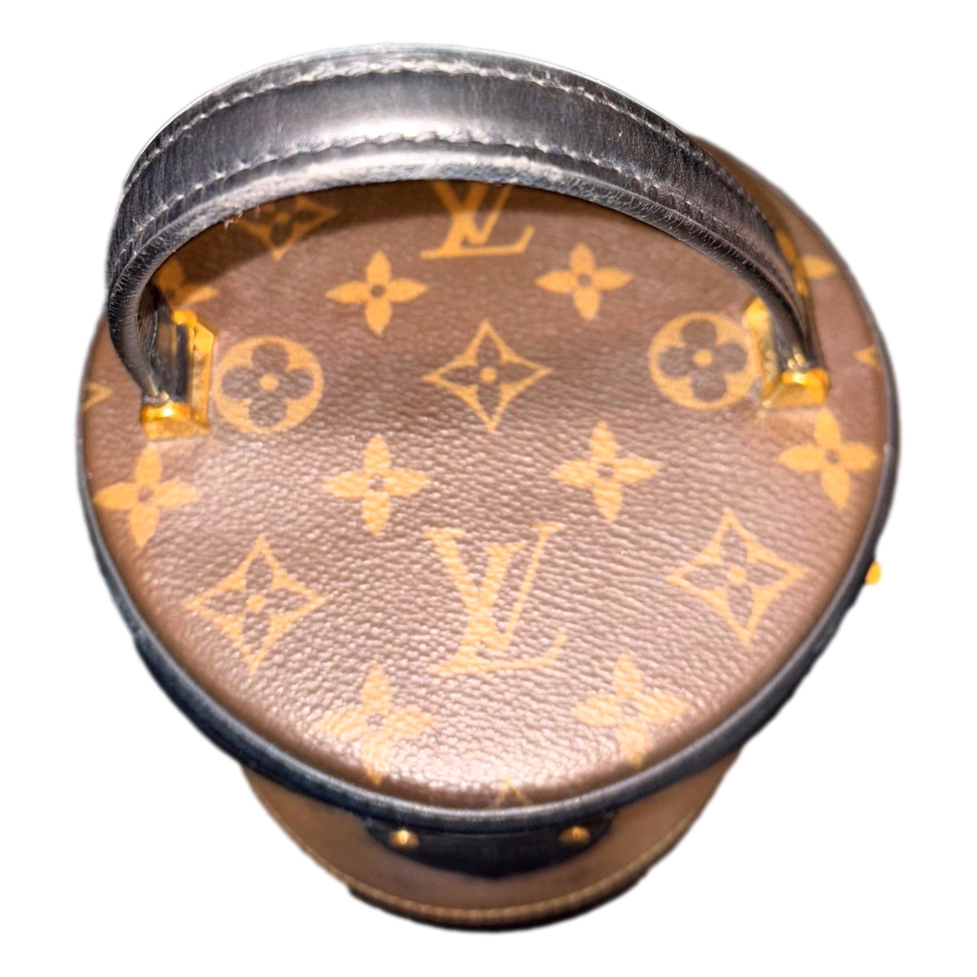 Louis Vuitton Cannes Reverse Monogram Black and Brown Bucket Bag available at Queen Bee of Beverly Hills