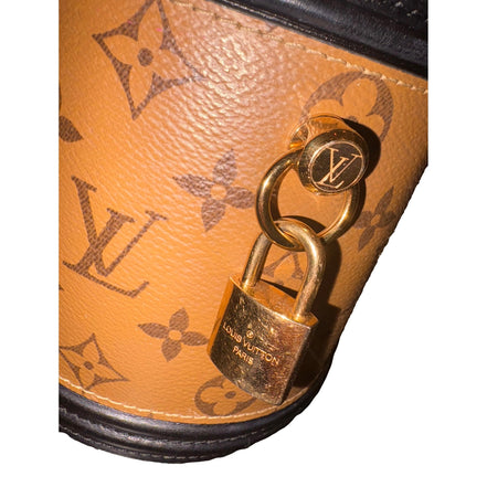 Louis Vuitton Cannes Reverse Monogram Black and Brown Bucket Bag available at Queen Bee of Beverly Hills