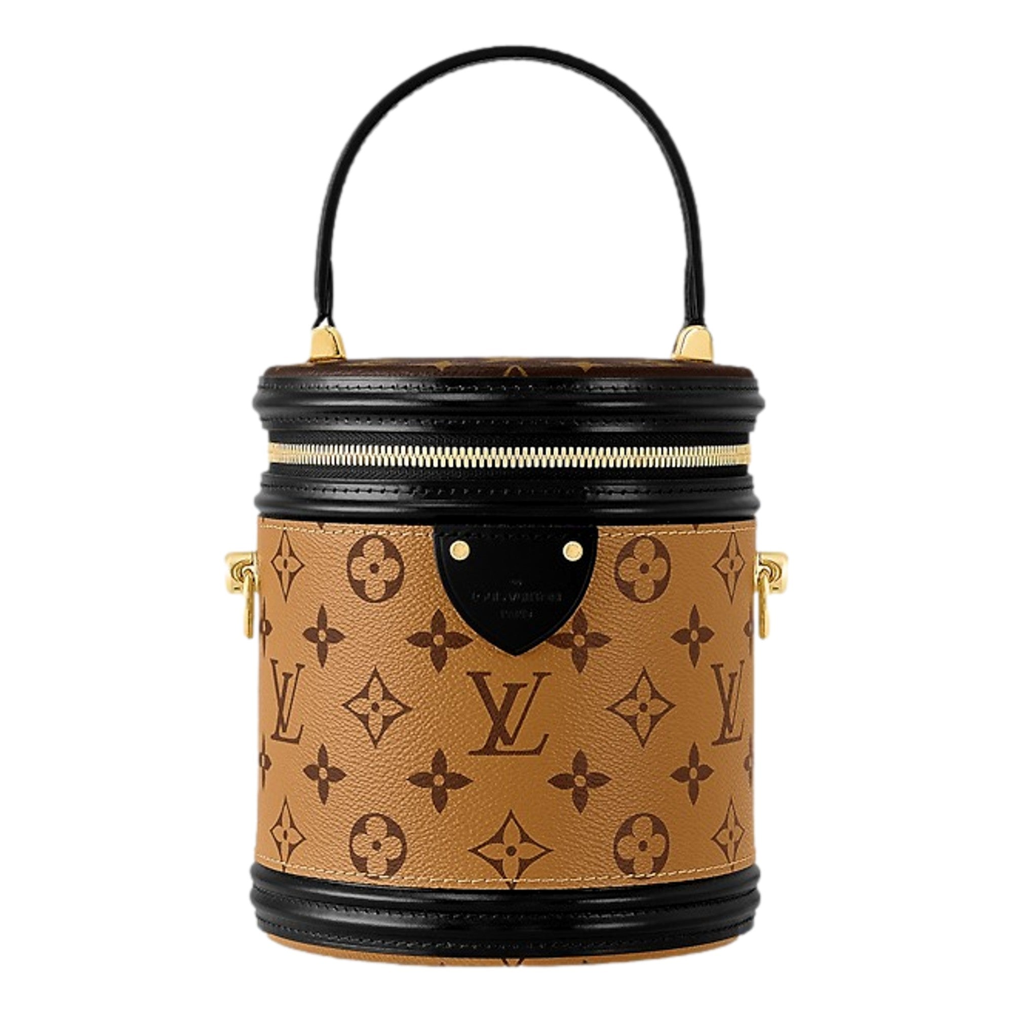 Louis Vuitton Cannes Reverse Monogram Black and Brown Bucket Bag available at Queen Bee of Beverly Hills