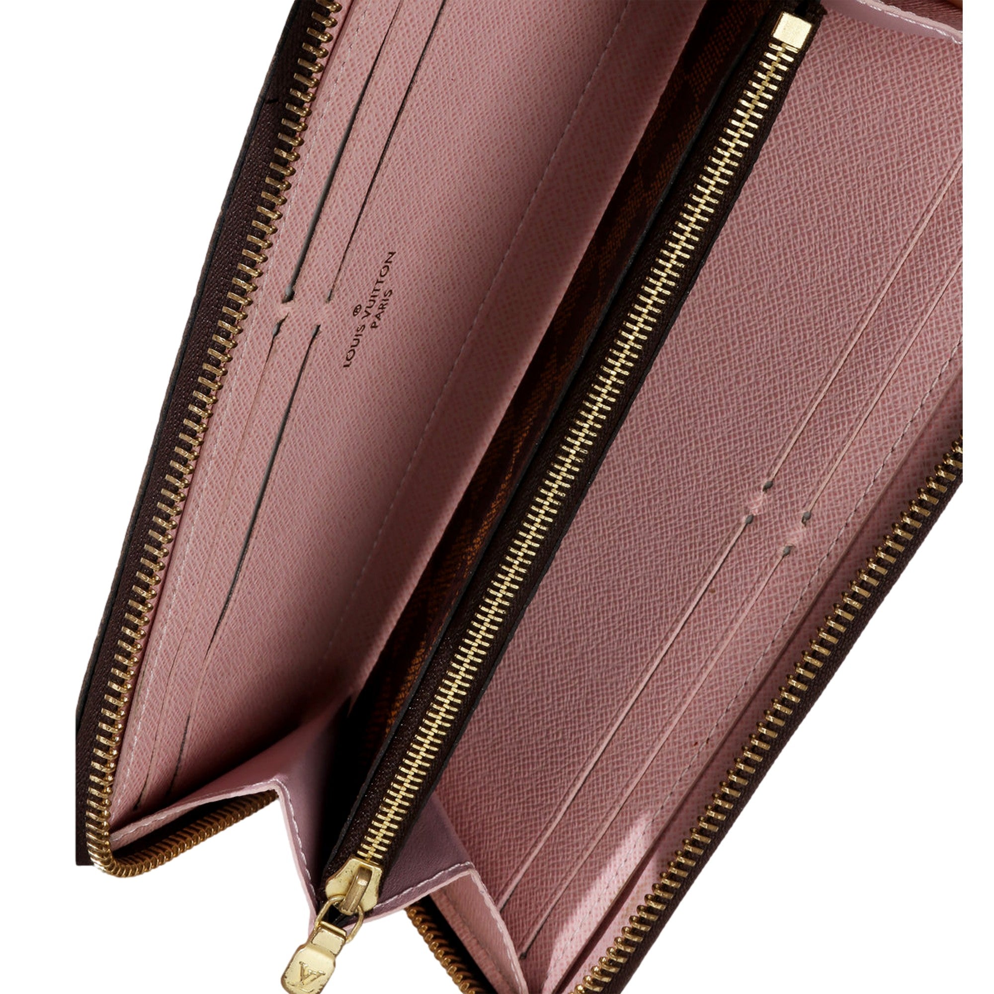 Louis Vuitton Rose Ballerine Damier Ebene Canvas Clemence Zippy Wallet -  available at Queen Bee of Beverly Hills.