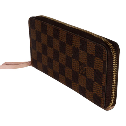 Louis Vuitton Rose Ballerine Damier Ebene Canvas Clemence Zippy Wallet -  available at Queen Bee of Beverly Hills.