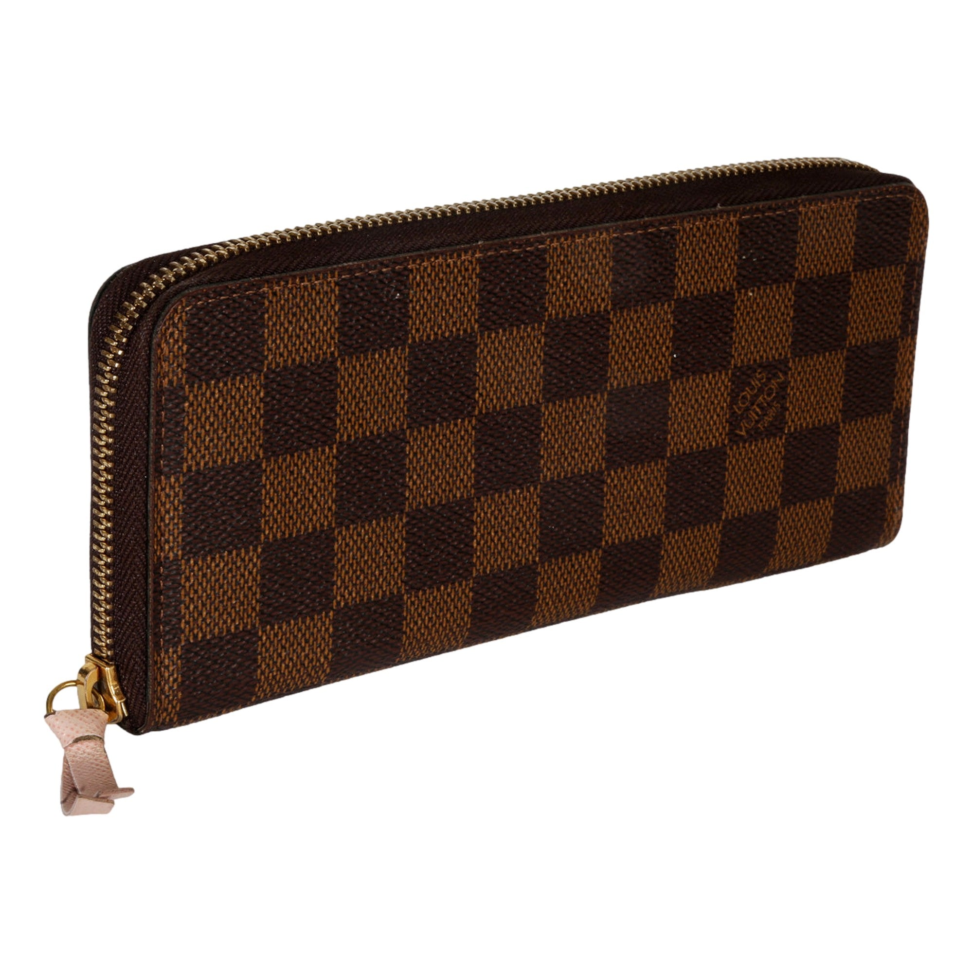 Louis Vuitton Rose Ballerine Damier Ebene Canvas Clemence Zippy Wallet -  available at Queen Bee of Beverly Hills.