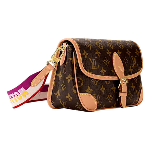 Louis Vuitton Diane Monogram Canvas Leather Satchel with Jacquard Strap