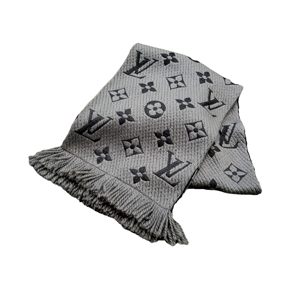 Louis Vuitton Giant Logomania Monogram Black and Grey Wool Scarf