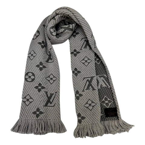 Louis Vuitton Giant Logomania Monogram Black and Grey Wool Scarf