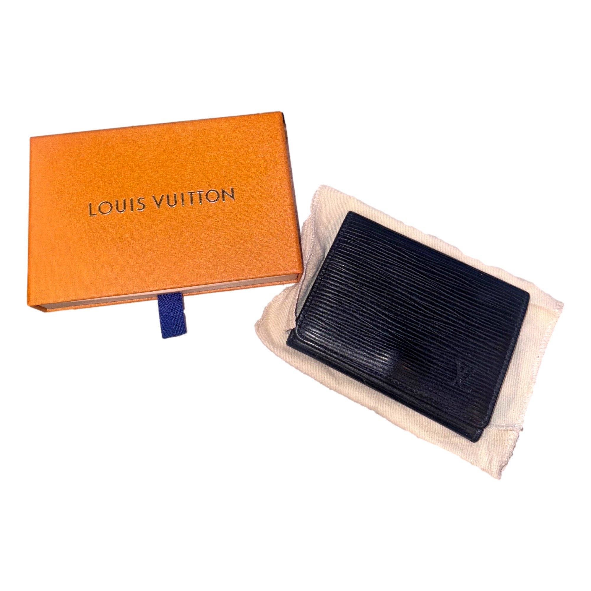 Louis Vuitton Envelope Carte de Visite Black Epi Leather available at Queen Bee of Beverly Hills