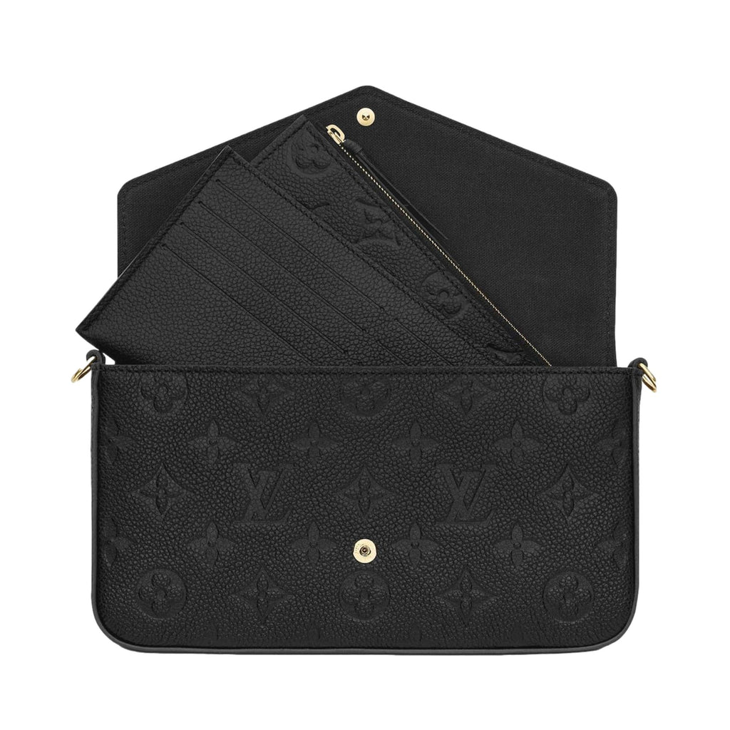 Louis Vuitton Felicie Pouchette Black Monogram Chain Wallet Crossbody Bag at_Queen_Bee_of_Beverly_Hills