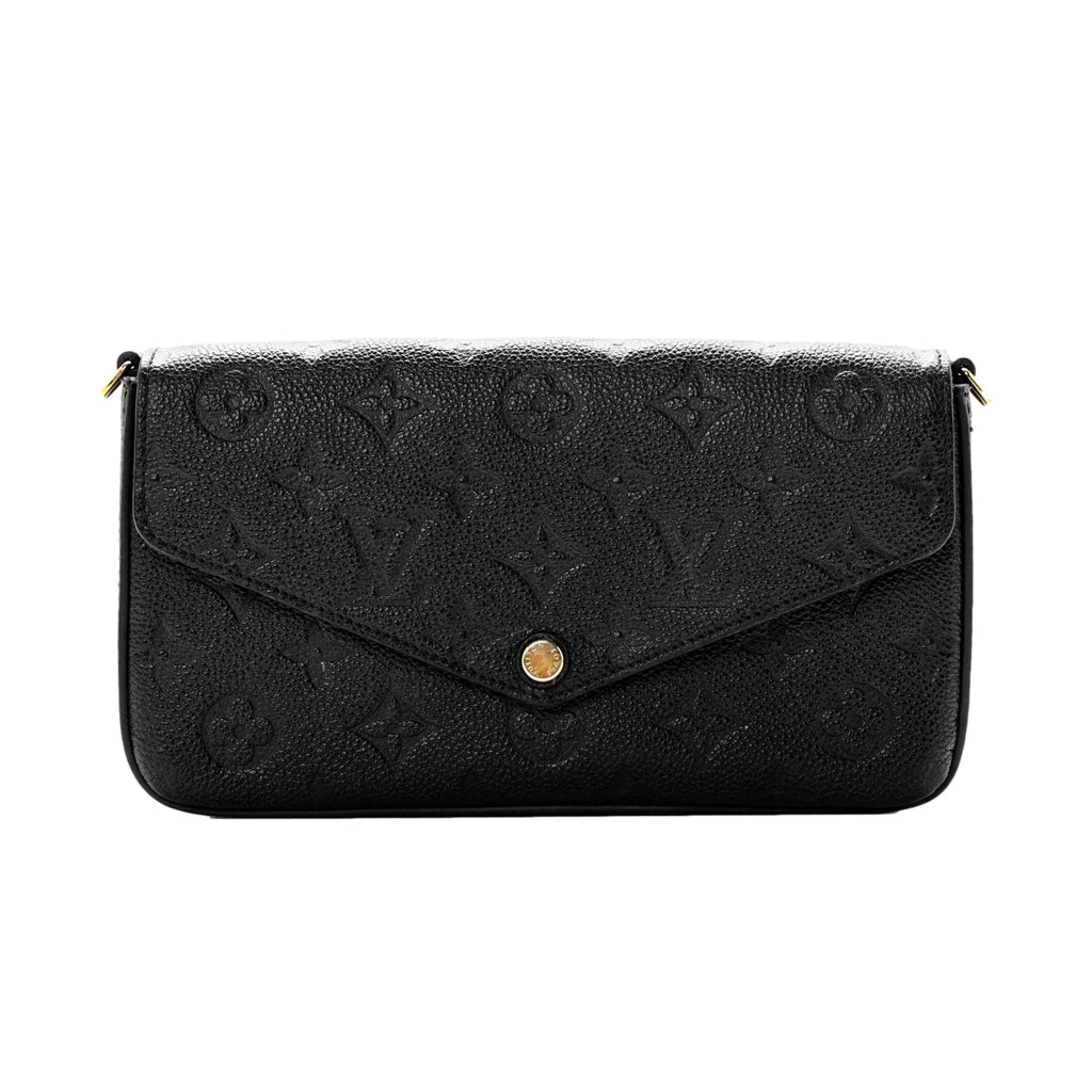 Louis Vuitton Felicie Pouchette Black Monogram Chain Wallet Crossbody Bag at_Queen_Bee_of_Beverly_Hills