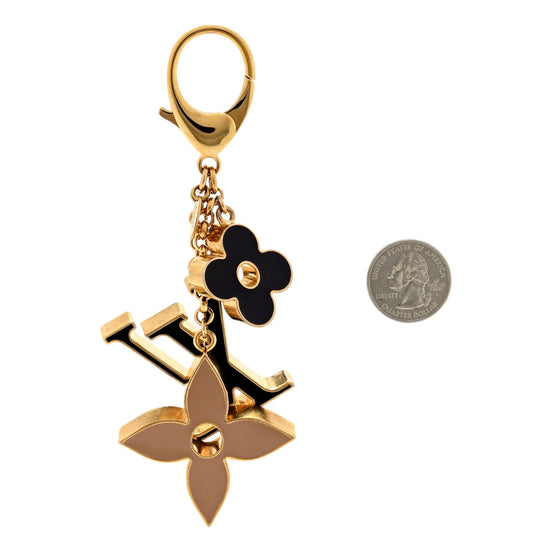 Louis Vuitton Fleur De Monogram Bag Charm Black available at Queen Bee of Beverly Hills