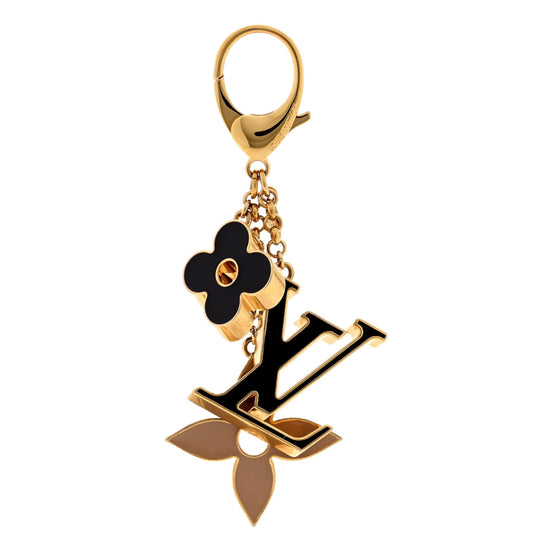 Louis Vuitton Fleur De Monogram Bag Charm Black available at Queen Bee of Beverly Hills