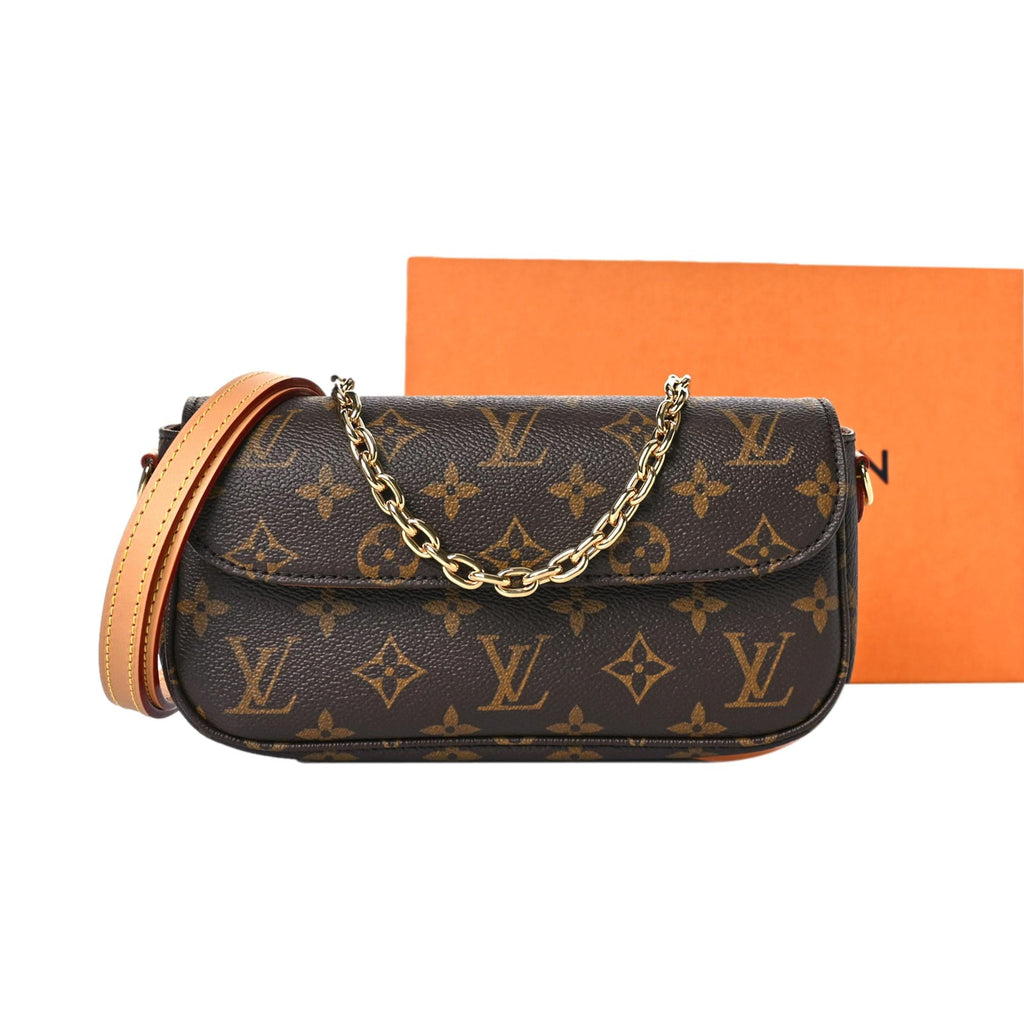 Louis Vuitton Ivy Brown Monogram Wallet on Chain Crossbody Bag at_Queen_Bee_of_Beverly_Hills