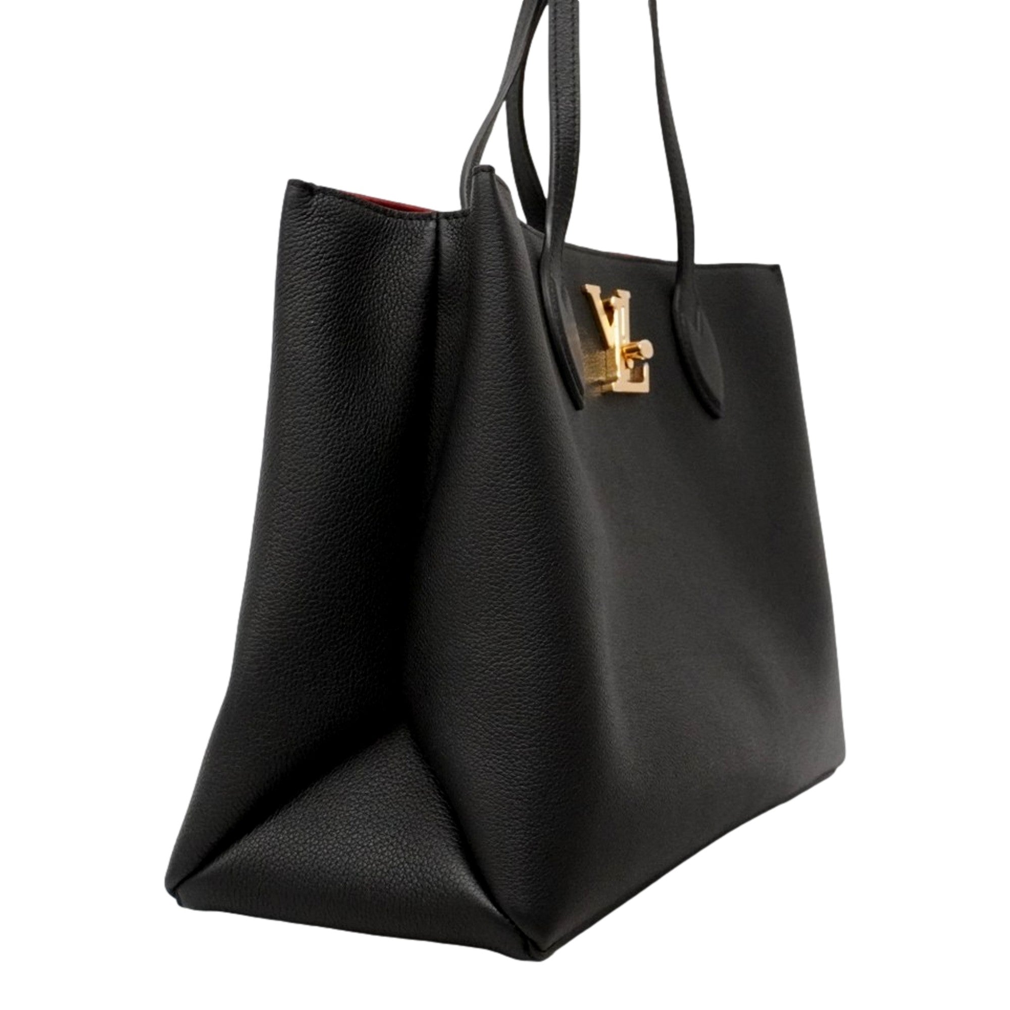 Louis Vuitton Lockme Shopper Tote Grained Leather Noir Black with Gold Hardware
