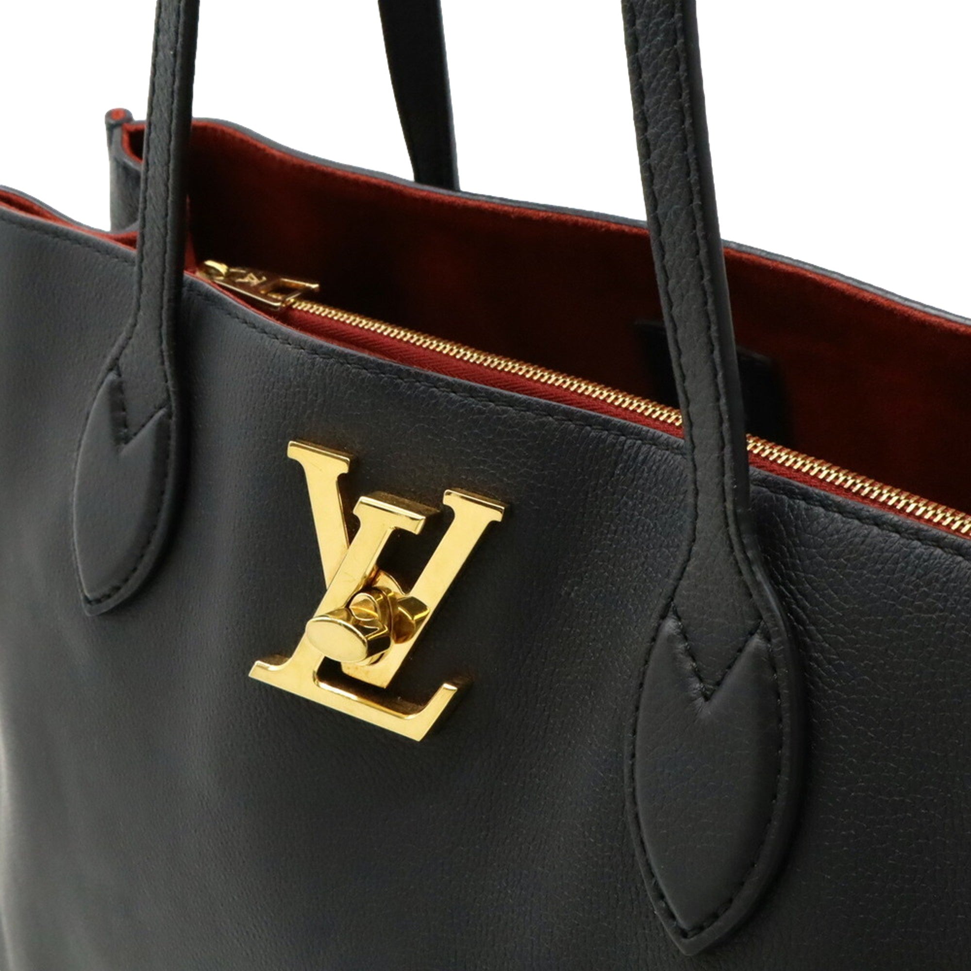 Louis Vuitton Lockme Shopper Tote Grained Leather Noir Black with Gold Hardware