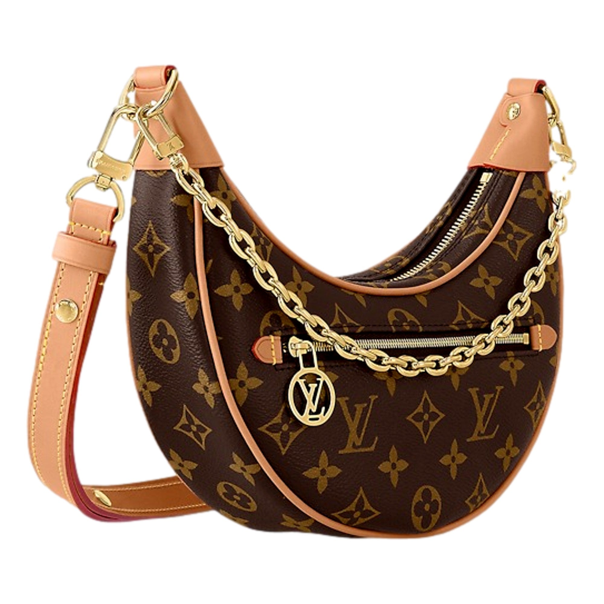 Louis Vuitton Loop Crescent Chain Crossbody Handbag Classic Monogram available at Queen Bee of Beverly Hills