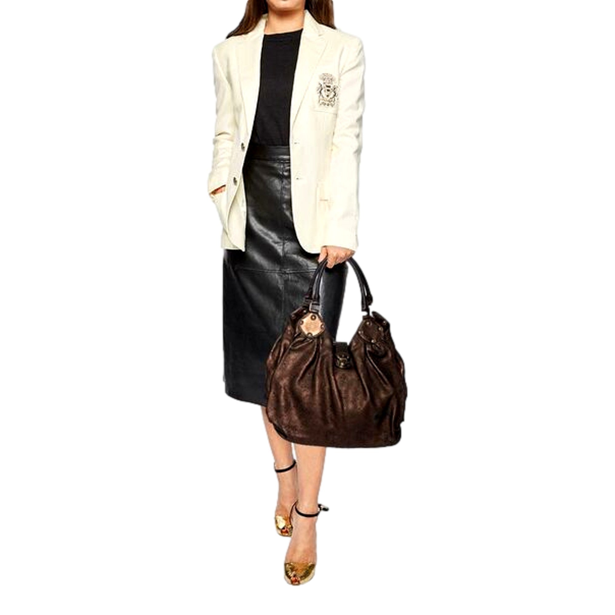 Louis Vuitton Mahina Hobo Handbag XL Leather Bronze available at Queen Bee of Beverly Hills