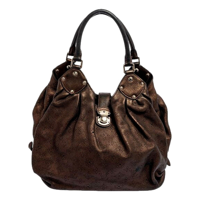 Louis Vuitton Mahina Hobo Handbag XL Leather Bronze available at Queen Bee of Beverly Hills