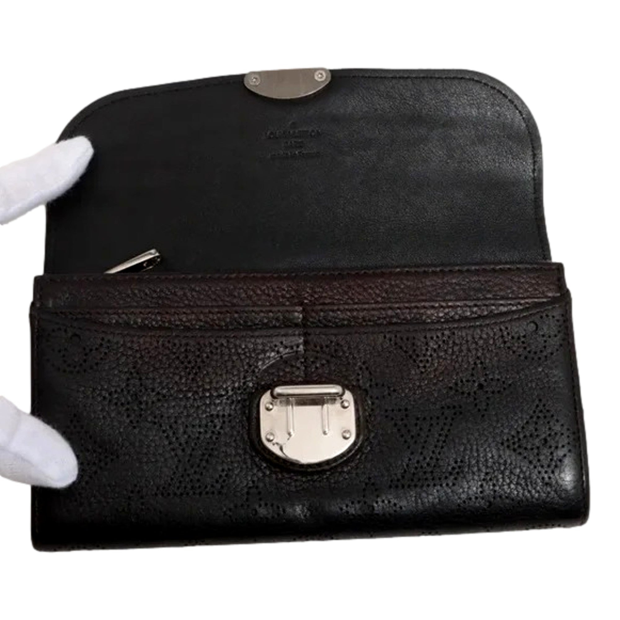 Louis Vuitton Mahina Portefeuille Iris Black Leather Wallet available at Queen Bee of Beverly Hills