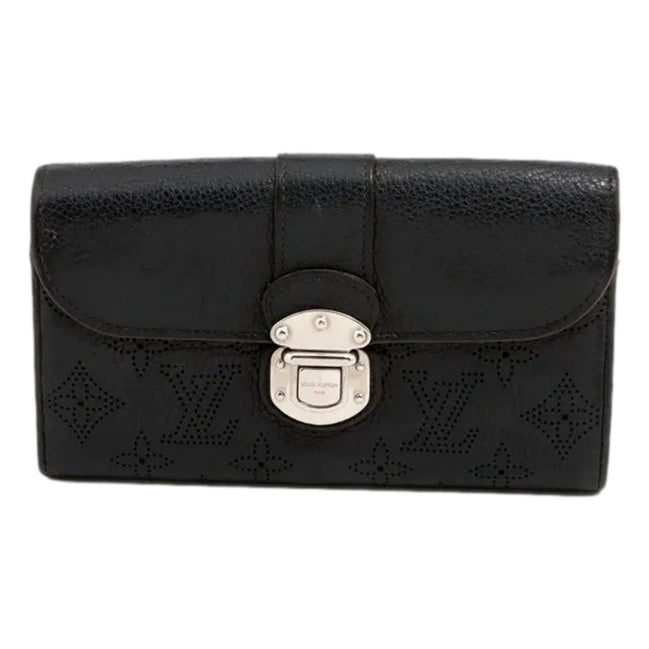 Louis Vuitton Mahina Portefeuille Iris Black Leather Wallet available at Queen Bee of Beverly Hills