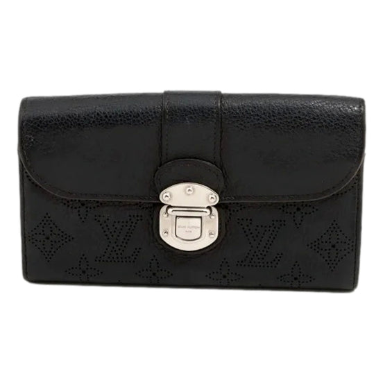 Louis Vuitton Mahina Portefeuille Iris Black Leather Wallet
