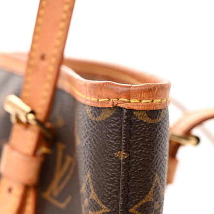 Louis Vuitton Monogram Canvas Petit Bucket Bag 23 available at Queen Bee of Beverly Hills