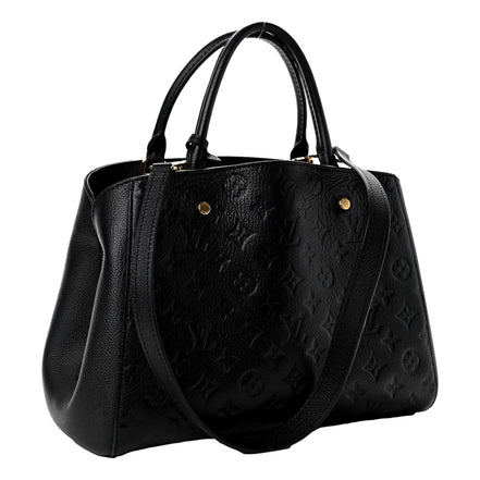 Louis Vuitton Montaigne Handbag Monogram Empreinte Leather MM Black available at Queen Bee of Beverly Hills