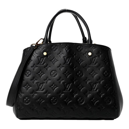 Louis Vuitton Montaigne Handbag Monogram Empreinte Leather MM Black available at Queen Bee of Beverly Hills