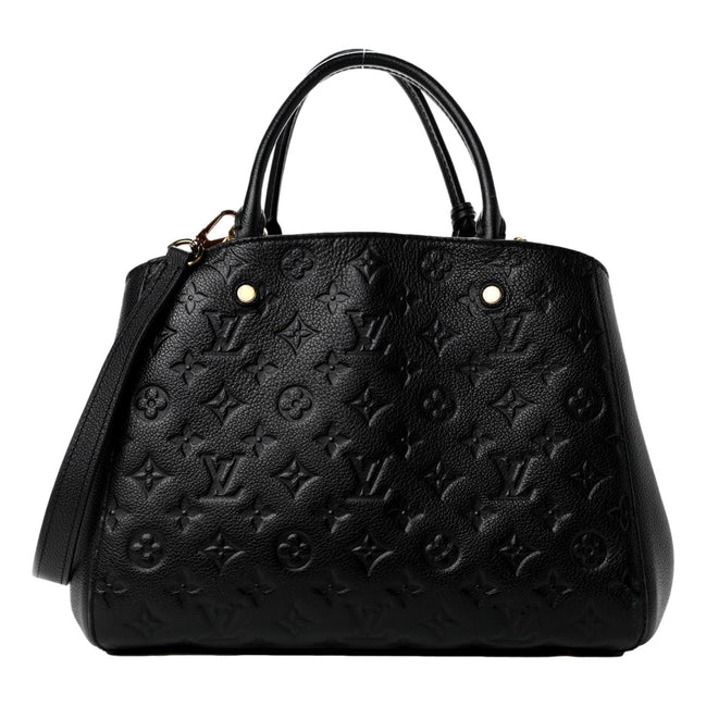 Louis Vuitton Montaigne Handbag Monogram Empreinte Leather MM Black available at Queen Bee of Beverly Hills