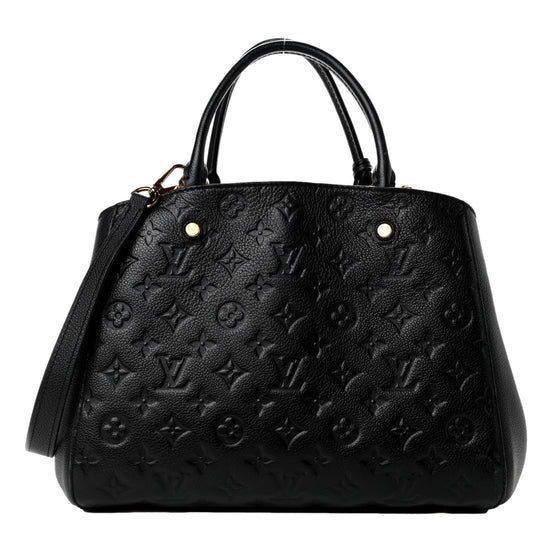 Louis Vuitton Montaigne Handbag Monogram Empreinte Leather MM Black available at Queen Bee of Beverly Hills