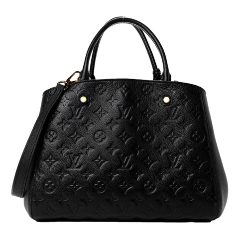 Louis Vuitton Montaigne Handbag Monogram Empreinte Leather MM Black available at Queen Bee of Beverly Hills