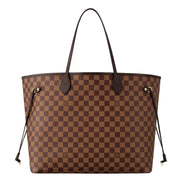 Louis Vuitton Neverfull MM Damier Ebene Brown Canvas Tote with Detachable Pouch available at Queen Bee of Beverly Hills