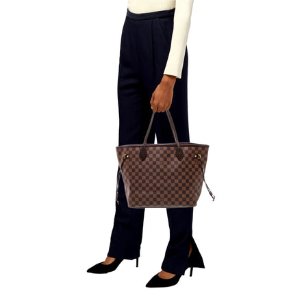 Louis Vuitton Neverfull MM Damier Ebene Tote Bag with Pouch - available at Queen Bee of Beverly Hills.